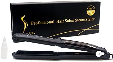 Steam Hair Straightener Iron - Salon Ceramic Tourmaline Hair Straightening Iron Flat Iron with Vapor Heat up Fast with Adjustable Temperature for All Types of Hair,