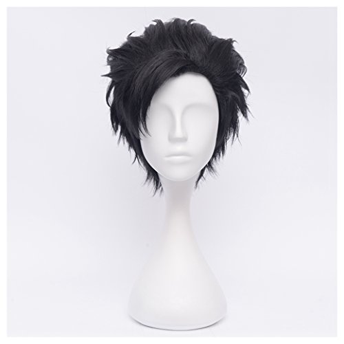 COSPLAZA Short Black Men's Cosplay Wig Anime Heat Resistant Full Hair