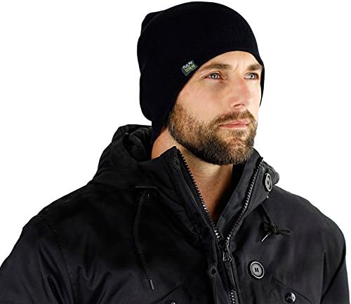 Mens Insulated Thermal Fleece Lined Comfort Daily Soft Beanies Winter Hats
