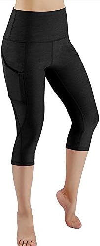 Women Tummy Control Yoga Pants, High Waist Out Pocket Workout Fitness Sports Gym Running Stretch Athletic Pants Leggings