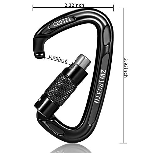 Jhua Rock Climbing Carabiner Aluminum Locking Carabiner Clip, 2pcs 24KN