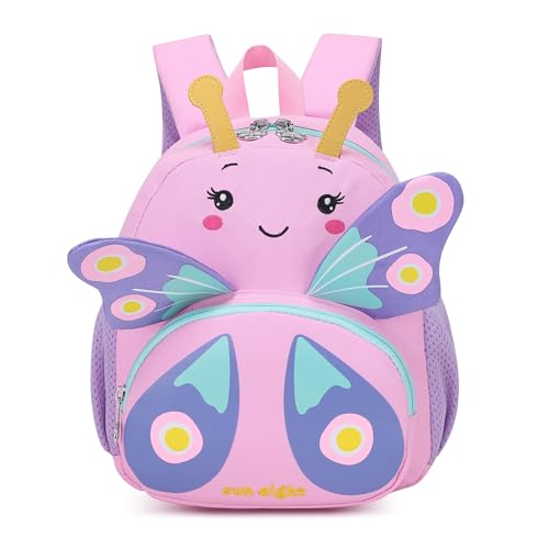 Toddler Backpacks for Girls, 3D Butterfly Kids Backpack, Cute Animal Cartoon Mini Travel Bag, Waterproof Children Preschool Backpack with Personalized Design, Birthday Gifts for Girls 1-4 Years