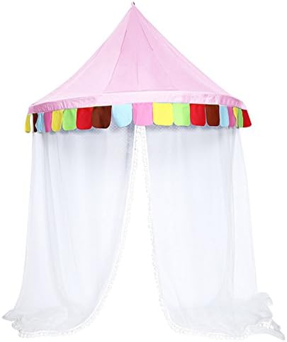 DANCHEL Bed Canopy Kids Play Tent Mosquito Net for Children's Reading Toy Area(Free Non-Trace Nail)(Pink,L)