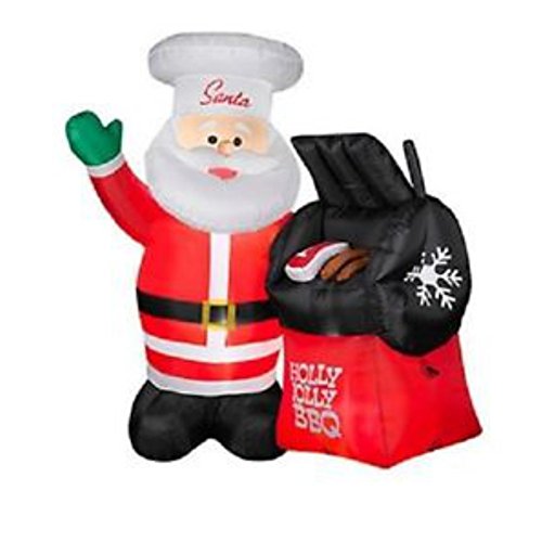 5.5 Feet Light Up Airblown Inflatable Holly Jolly BBQ Santa Claus in Chef Hat