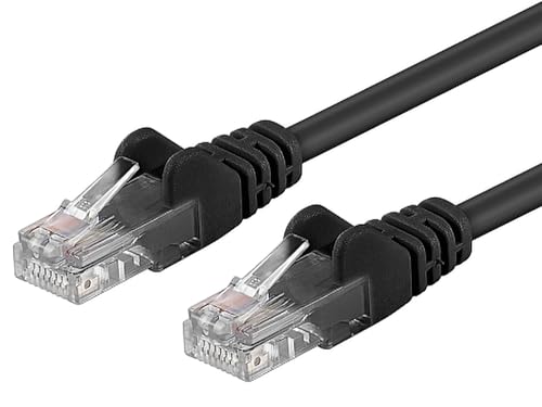 PremiumCord Cable Patch, CAT5e, UTP, Ethernet, LAN, Rapide, Flexible et Durable, RJ45, 1Gbit/s, AWG 26/7, Cable en Cuivre 100% CU, Noir, 0,2m