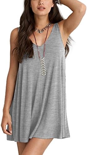 Albe Rita Women's Sleeveless Cross-Back Shift Mini Dress,S,Light Grey