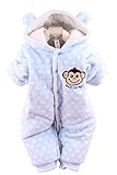 Wantdo Baby's Toddler Velour Winter Autumn Cute Footed Jumpsuit Front Button