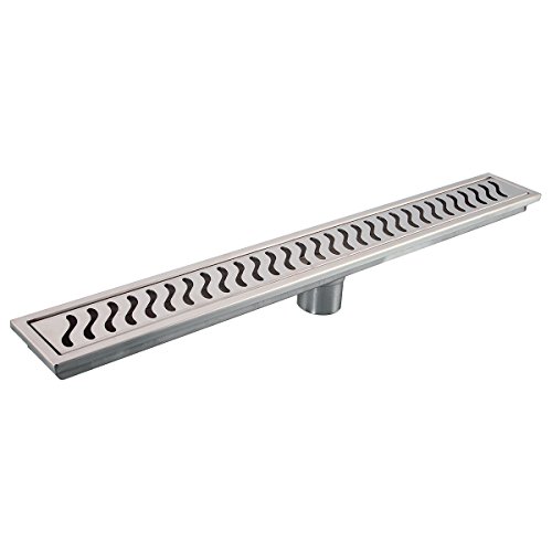 Fyeer Linear Shower Drain Floor Drain Bars Drain Strainers with Removable Grate, 32-Inch, Brushed 304 Stainless Steel