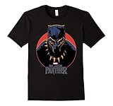 Mens Marvel Black Panther Movie Retro Circle Portrait T-Shirt Large Black
