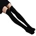 Coromose Women Knit Over Knee Thigh Stockings Spiral Pattern High Socks (Black 1)