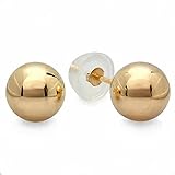 10k Yellow Gold Ball 5mm Stud Earrings with Silicone covered Gold Pushbacks