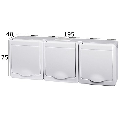 PAWBOL 3-Fach Aufputzsteckdose IP44 16A/250V Schuko Aufputz Feuchtraum Steckdose WE – Bild 4