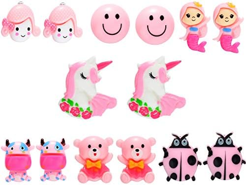 Clip On Earrings Cute Cartoon Pink Pretend Princess Play Earrings Jewelry Set For Party Favor Prom Gift Pack Of 7 Pairs Amazon Com Au Fashion