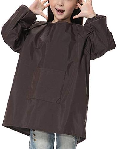 Kids Art Smocks, Children Waterproof Artist Painting Aprons with Long Sleeve, Long Sleeve Toddler Apron (Coffee,M)