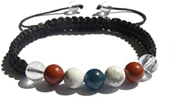 ZENstore Weight Loss Healing Yoga Shamballa Bracelet Natural Gemstones size 0.3" 8mm Chakra Apatite Red Jasper Magnesite Clear Quartz Support Discipline Balance Metabolism