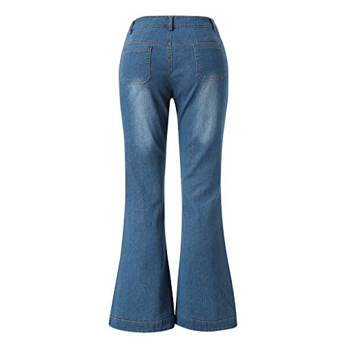 Women Autumn Elastic Plus Loose Denim Pocket Casual Boot Cut Pant Jeans - Thumbnail 2