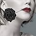 YINGSHENG Black Roses Artificial Flowers, 25pcs Real Looking Artificial Roses Black Foam Flower with Stem for Halloween Wedding Bridal Bouquets Baby Shower Party DIY Home Decoration