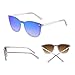 JIM HALO Trendy Rimless Mirrored Sunglasses Reflective Sun Glasses for Women Men (Matte Transparent/Mirror Gradient Blue)