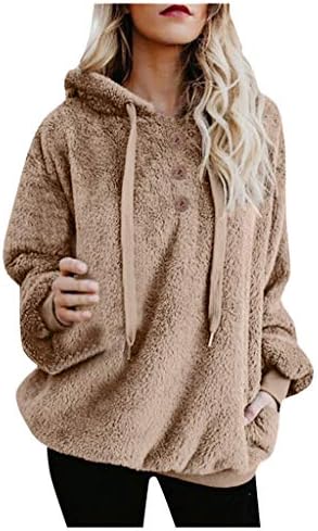 Yinella Womens Button Oversized Sherpa 
