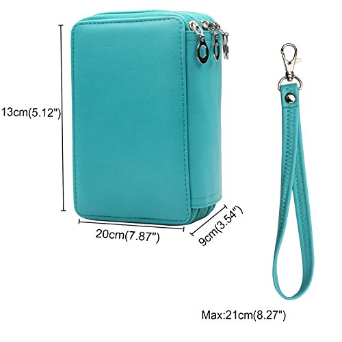 NIUTOP 72 PU Leder Buntstifte Federmäppchen Mit Reißverschluss Großer Kapazität Bleistiftkasten Stationary Pouch Makeup Case Kosmetiktasche (Grün)