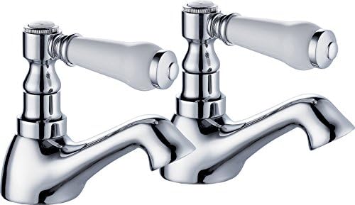 Traditional Ceramic Lever 1/2" Basin Bathroom Sink Taps Pair Chrome