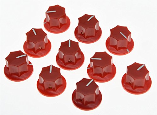 KAISH 10x Red Brass Insert USA Spec 1/4" Large Jazz J Bass Knob Jaguar Mustang Style Knobs