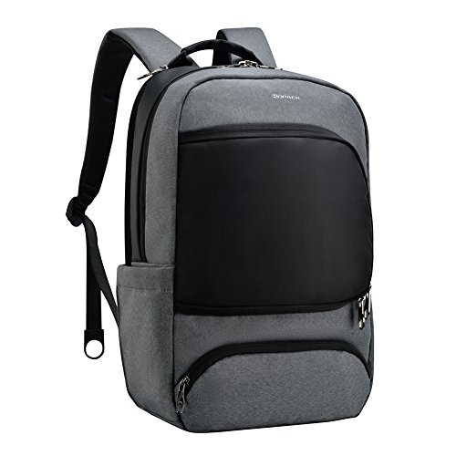 Kopack Side Load Laptop Backpack 15.6inch with Multiple-pockets/Usb/Anti-theft Slot Business Backpack Grey Black City Commuter Pack