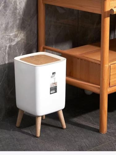 LETISR Trash Can with Lid 10L, Bathroom Trash Can with Lid,Office Garbage Can Waste Basket with Push Button, Nordic Small Trash Bin for Bedroom, Toilet, Kitchen,Pet Proof Trash Can (A)