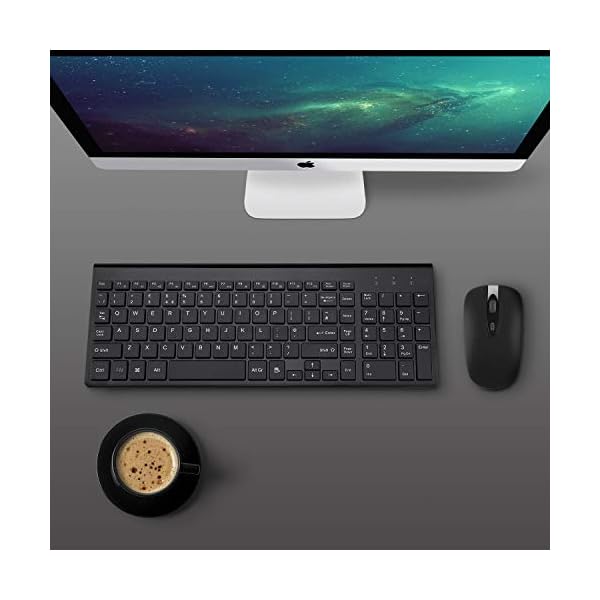 Wireless-Keyboard-and-Mouse-Cimetech-24G-Compact-Keyboard-Mouse-Comb-Set-Slim-Sleek-Design-with-Number-Pad-Desktop-Cordless-for-PCDesktopComputer-Laptop-Windows-XPVista7810-UK-Layout Wireless Keyboard and Mouse, cimetech 2.4G Compact QWERTY UK Layout USB Keyboard and Silent Mouse Set Cordless Slim Mini…