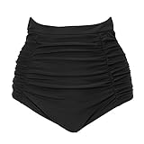 JOYMODE Women's Mid-Waisted Bikini Bottom Side Ruching Bikini Swim Briefs