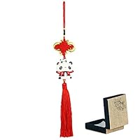 Panda_mall Handmade Chinese Knot Tassel Panda Accessories Hanging Ornament Car Rear View Mirror Ornament Car Pendant Christmas Day Gift(Tang Costume)