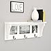 kieragrace Riley Wall Shelf and Picture Collage with 3 Hooks, 18.5-Inch by 7-Inch, Holds 2- 4 by 4-Inch and 1- 4 by 6-Inch Photo, White