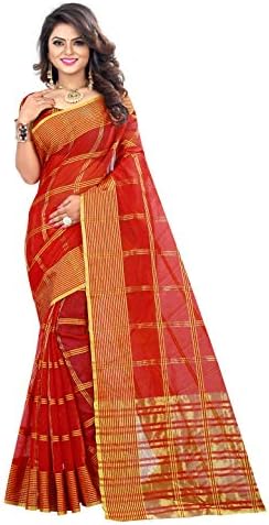 FKART Poly Cotton Saree With Blouse Piece