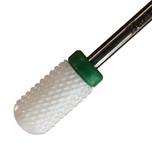 Beauticom Professional USA Ceramic White ROUND Top LARGE Barrel Bit Nail Drill (Grit: COARSE) 3/32" Shank Size