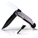 Freehawk Multifunctional Portable Outdoor Knife Survival Tactical Knife Outdoor Folding Knife with Led Light, Fire Starter for Outdoor Adventure, Camping, Household