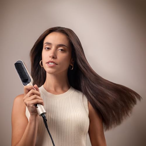 Brosse Lissante avec Technologie Ionique InstantCare Lisse IonTech. 23 Dents, 9 Réglages de Température, Revêtement Céramique, Chauffage en 30s, Puces Anti-brûlures, Gant et Pinces