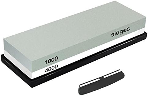 Knife Sharpening Stone , SIEGES 2-Sided Professional Grade Whetstone &amp; Non-Slip Silicon Base &amp; Angle Guide