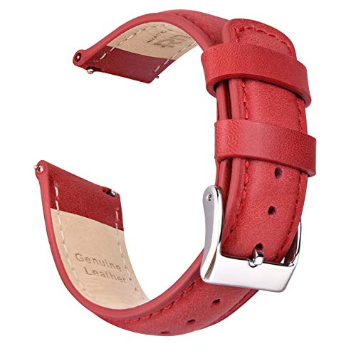 Ritche Christmas Gift Quick Release Leather Watch Bands Genuine Watch Straps for Men Women Top Grain Leather Watch Strap, White Elephant Gifts, Stocking Stuffers for Men, Father's Day gifts, Red