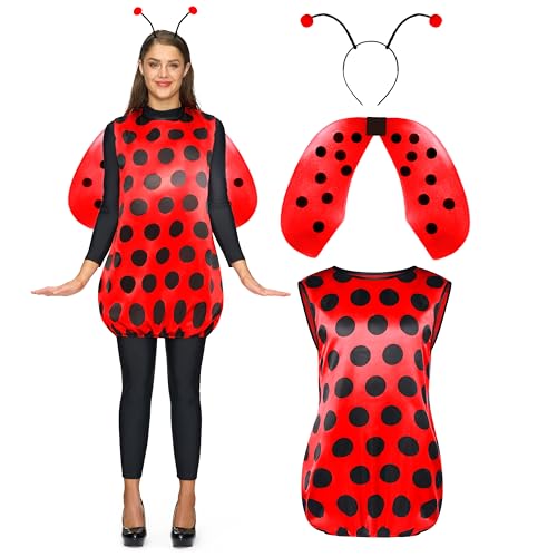 Spooktacular Creations Halloween Erwachsene Marienkäfer Kostüm mit Stirnband und Flügeln für Frauen Dress Up Party Cosplay