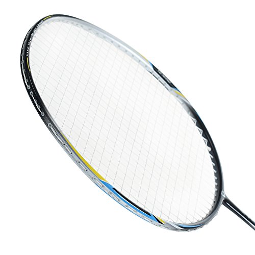WHIZZ 2 Player Graphite Frame Badminton Racket Set, Carbon Fiber Light Durable Racquet for Adults and Children, Large Carrying Bag / 2 Grip Tape Included (Black+Blue) - Thumbnail 5