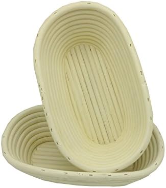 PEFSO 2pcs 10 Inch Oval Banneton Rattan Bread Proofing Basket Brotform for Artisan Sourdough Bread