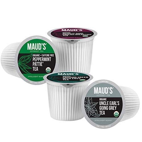 Maud's Organic Tea Variety Pack, 36ct. Recyclable Single Serve Organic Tea Pods Green Tea