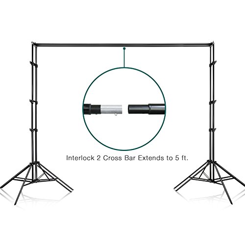 Julius Studio Double Stable 10 x 8.5 ft Photography Triple Backdrop Support System Kit with 6 Leg Support Stands, Extendable Cross Bar, and Carry Bag, JSAG443