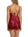 Avidlove Women Lingerie Sleepwear Pajamas Short Sets Satin chemises Wine Red M