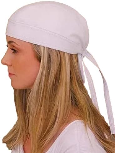 Womens American Made Solid White Genuine Cow Hide Leather Skull Ski Cap Beanie Hat Unlined DoRag Durag Helmet Liner for Bikers, Motorcycle Riders Small Fits Head Sizes Up To 21.5 inch Circumference