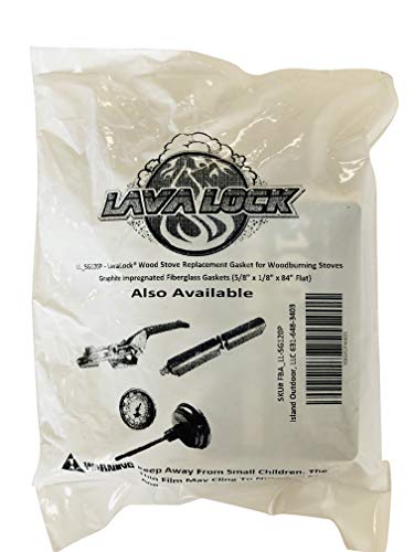 LavaLock® Wood Stove Replacement Gasket for Woodburning Stoves - Graphite Impregnated Fiberglass Gaskets (5/8" x 1/8" x 84" Flat - 120)