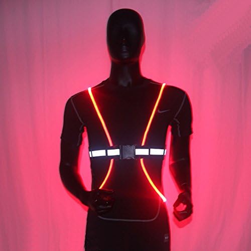 FB Sports High Visibility Reflective Vest Exercise Belt with Luminous LED Fiber Optics for Running, Jogging Cycling, Walking, Dog walking, Motorcycle, and Horse Riding