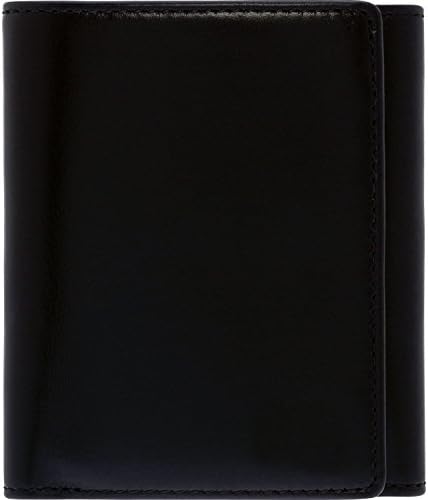 RFID Blocking Tri-fold Genuine Cowhide Leather Wallet (Black)