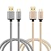 Type C Cable 6ft, X-EDITION Gold-Plated Durable Braided ( USB-A 2.0 to USB-C Male) Fast Charger Cord for LG G6/G5, Moto Z/Play, BLU Vivo 5 XL, Nexus 5X/6P, Samsung Galaxy S8 Plus (Gray, Gold) 2-Pack