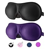 LEEKEN 3D ye mask for Sleeping,Machine Washable, Sleep Mask for Women, Blinder Blindfold Airplane with Travel Pouch (Black and Purple)